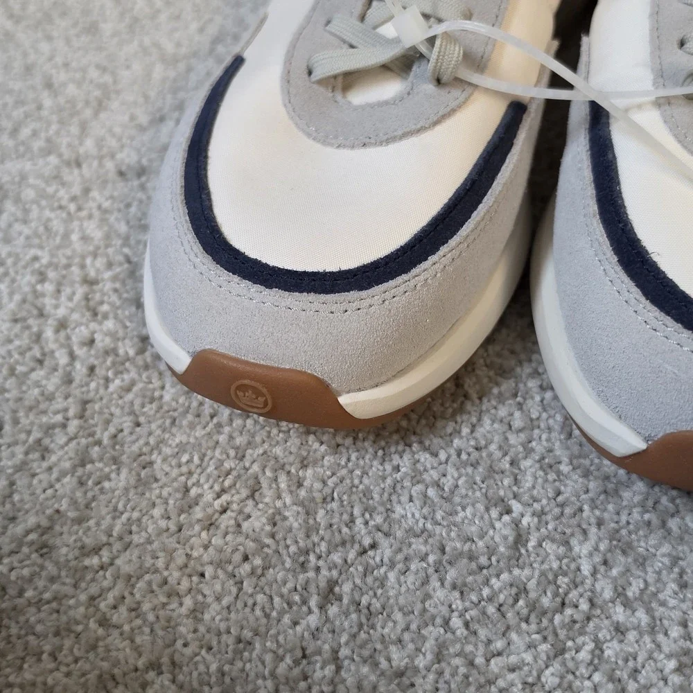 Men's Peter Millar Journeyman Sneakers Ivory Navy Blue MF25EF3 New Size 9.5